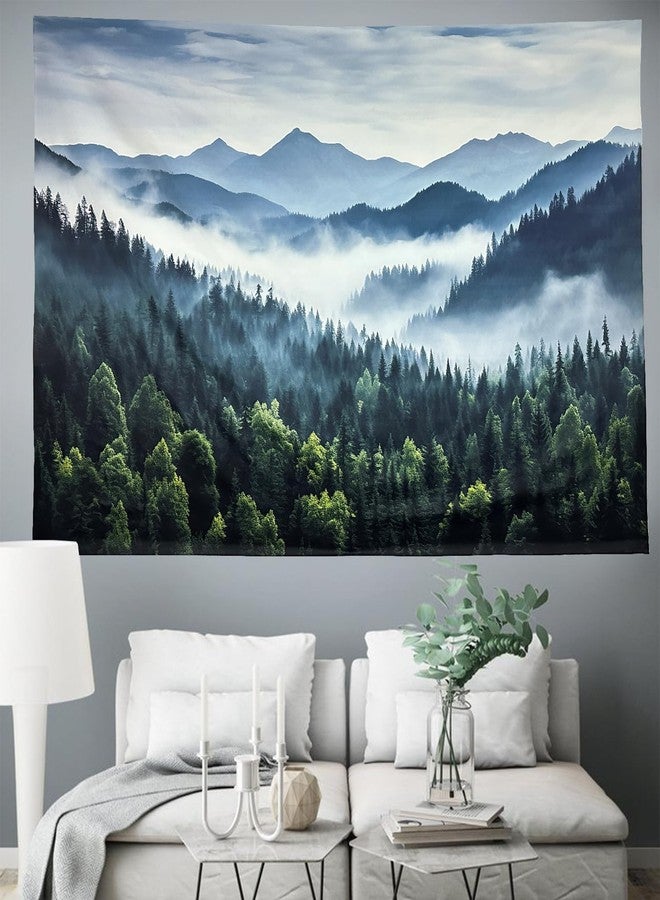 TUGCAY Misty Mountain Forest Tapestry Foggy Tree Tapestry Nature Scenery Landscape Wall Tapestries Aesthetic for Bedroom Living Room Dorm Office Decor 60 x 50 Inches - Image 3